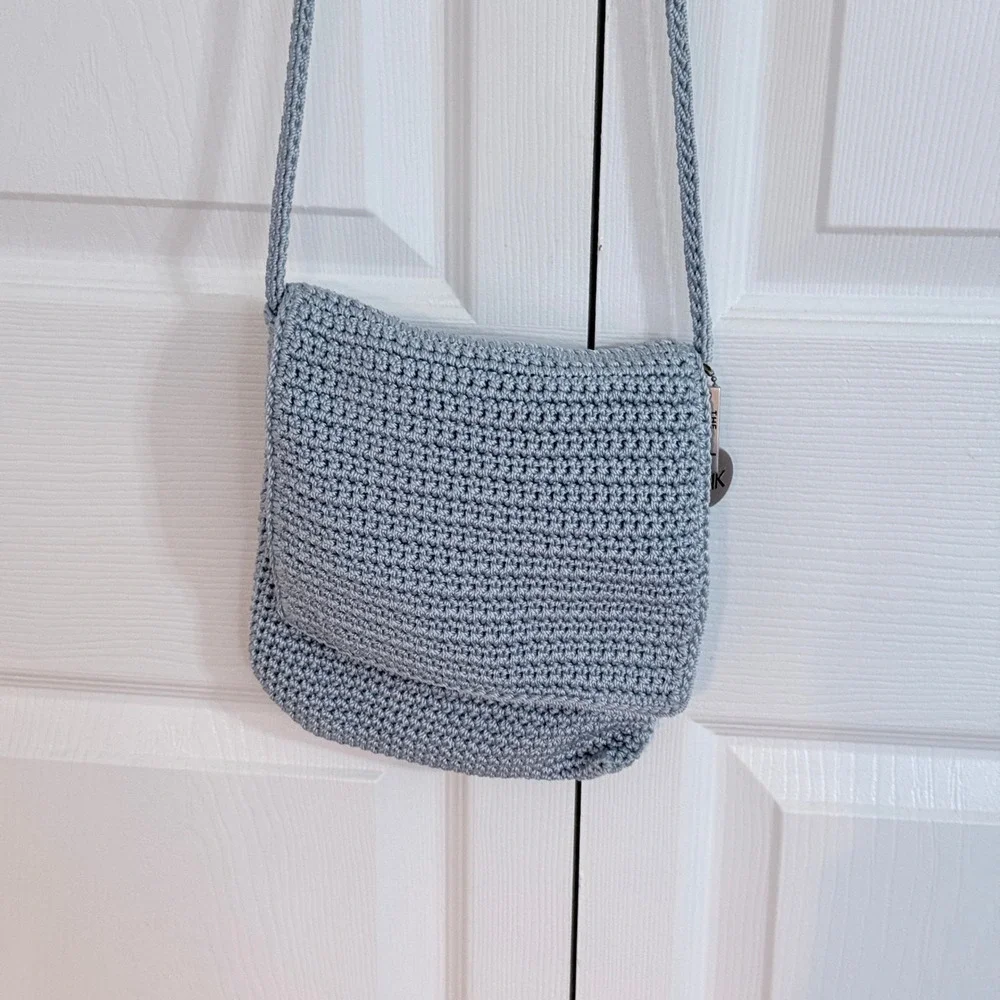 The Sak Crossbody Bag Women Small Blue Crochet Boho Coastal Small Purse - Picture 2 of 6